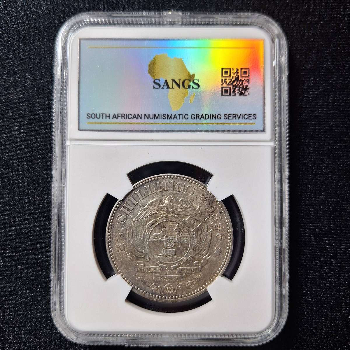 1896 2 1/2 Shillings Silver VF30 SANGS Graded South Africa Coin