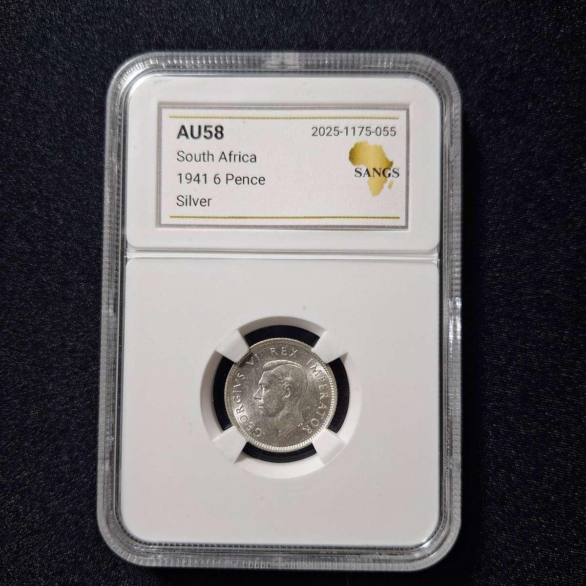 1941 Silver 6 Pence AU58 SANGS Graded South Africa Coin