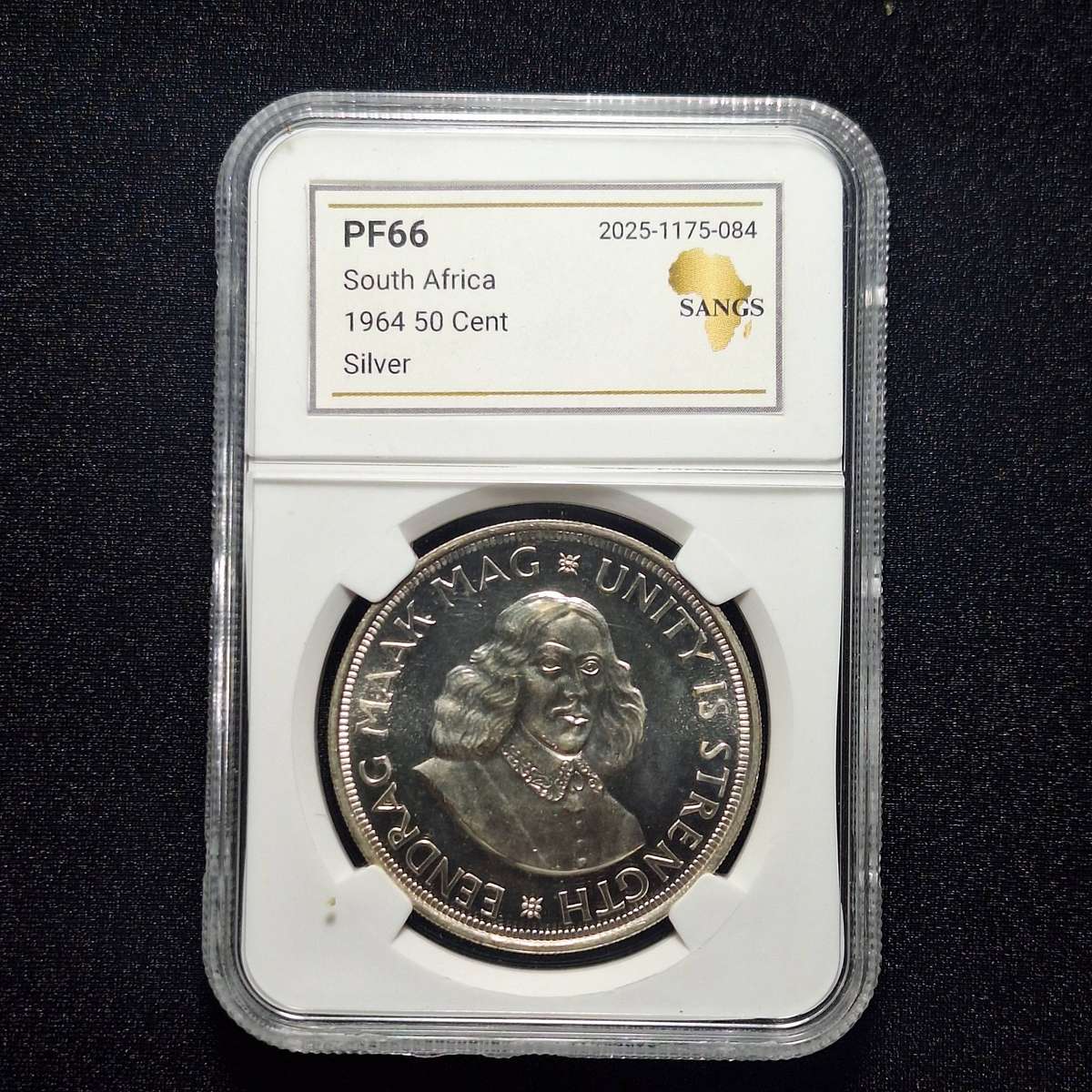 1964 50 Cent Proof PF66 SANGS Graded South Africa Coin