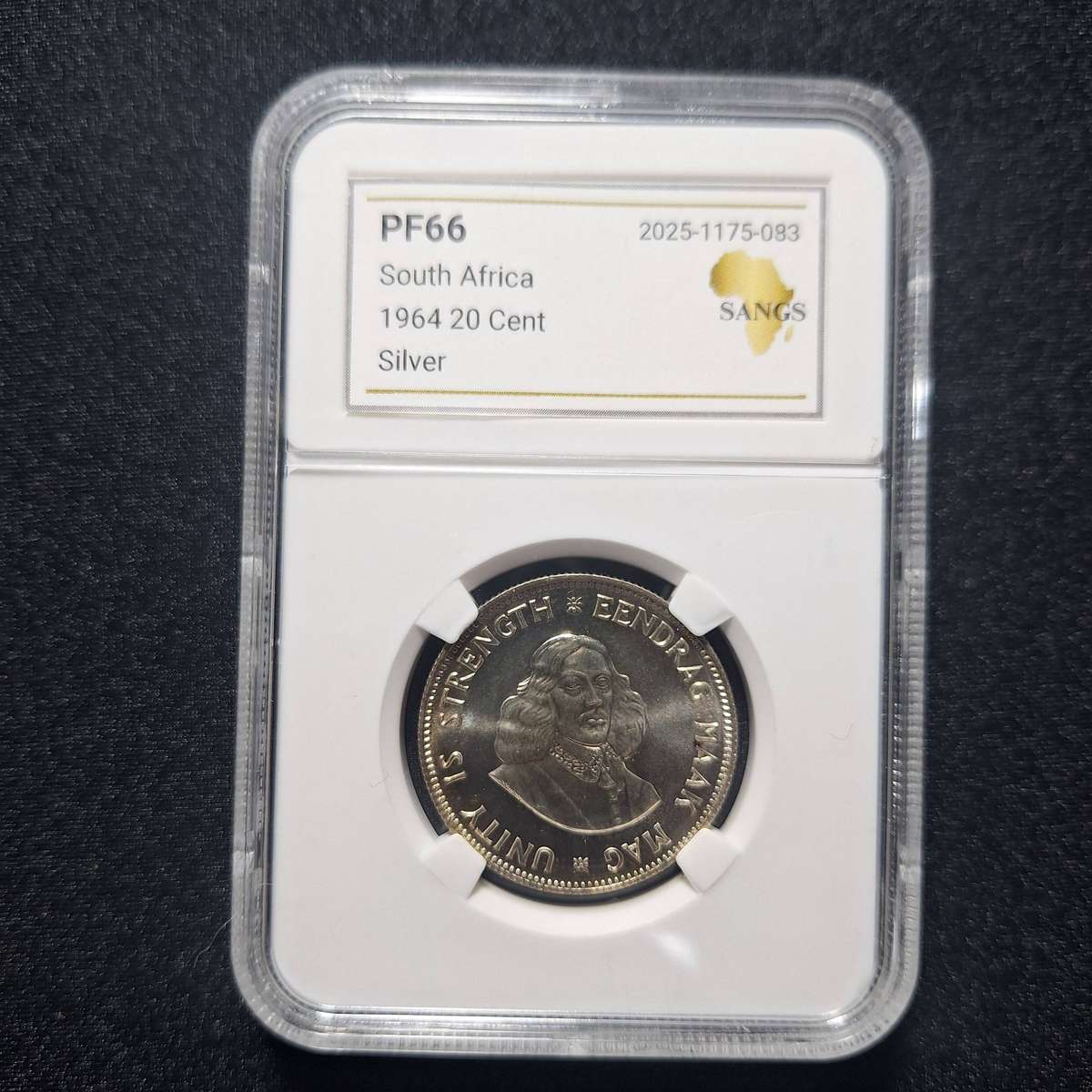 1964 20 Cent Proof PF66 SANGS Graded South Africa Coin