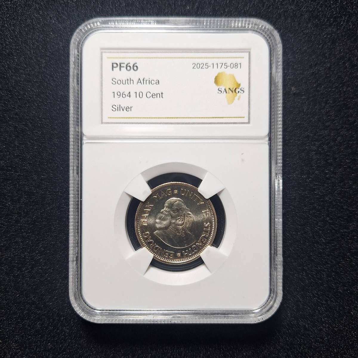 1964 10 Cent Proof PF66 SANGS Graded South Africa Coin
