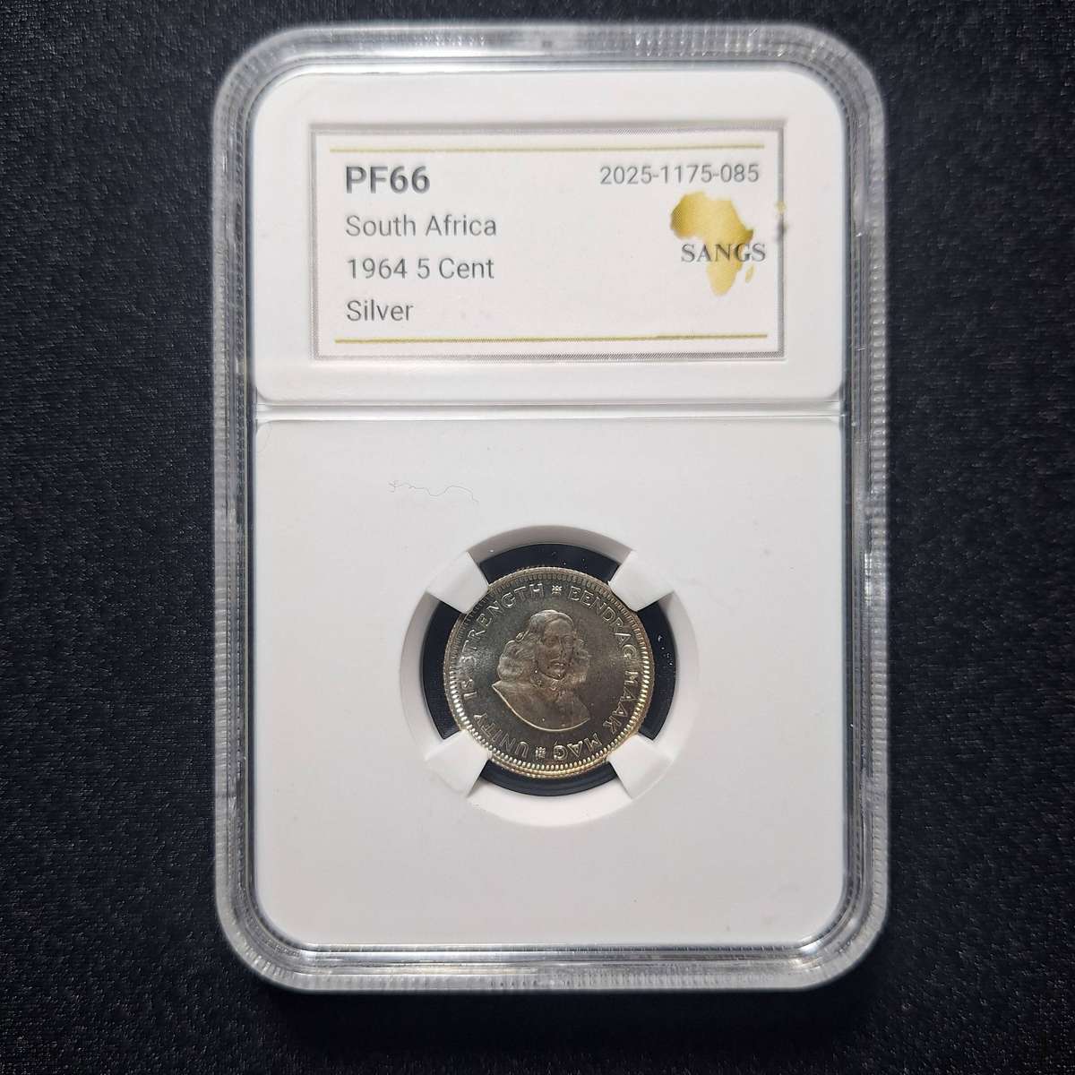1964 5 Cent Proof PF66 SANGS Graded South Africa Coin