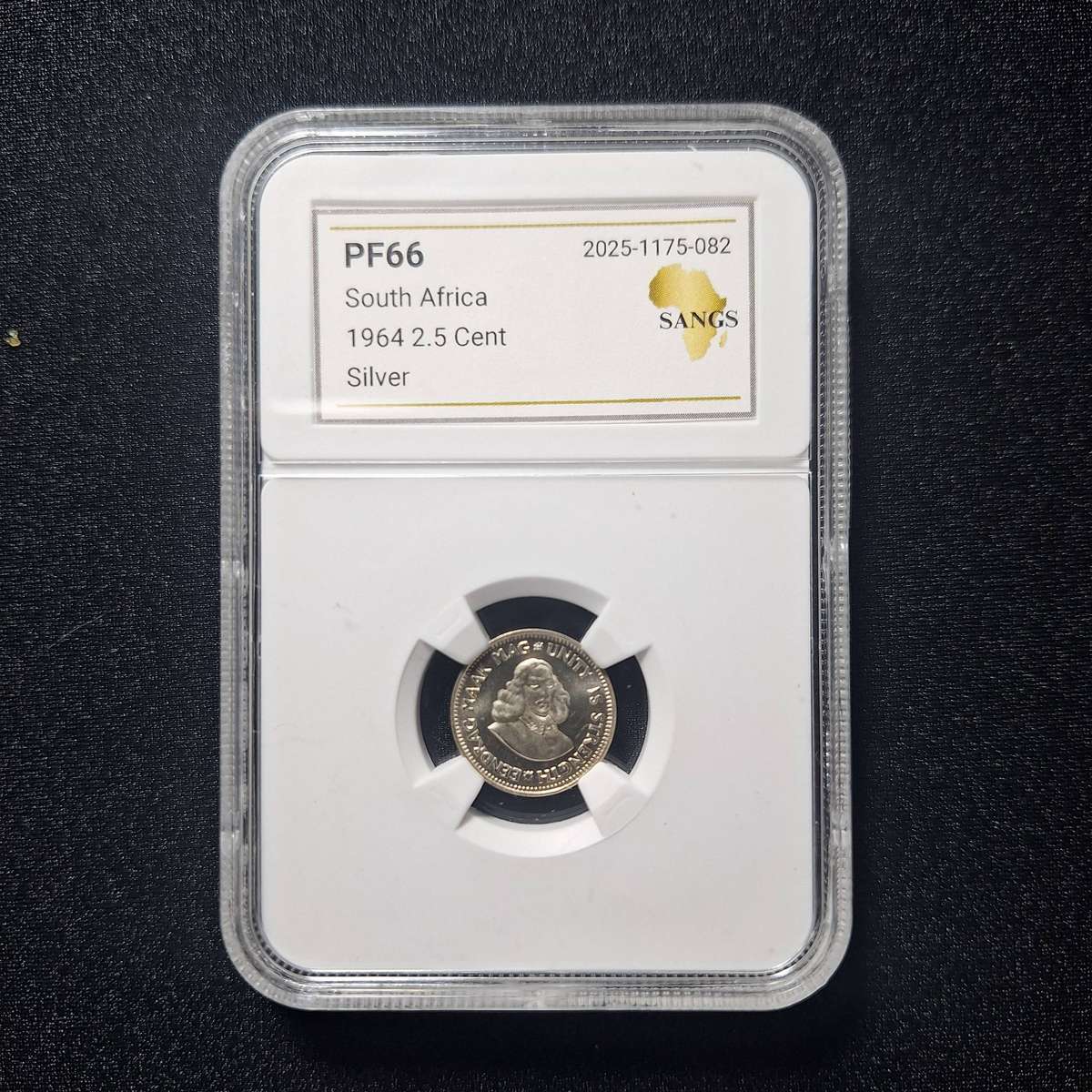 1964 2.5 Cent Proof PF66 SANGS Graded South Africa Coin