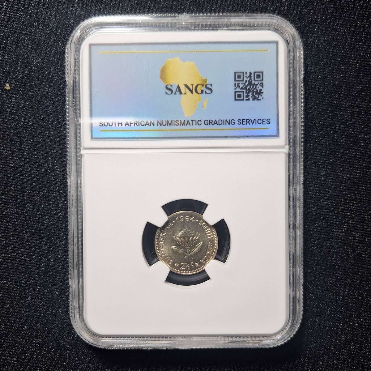 1964 2.5 Cent Proof PF66 SANGS Graded South Africa Coin