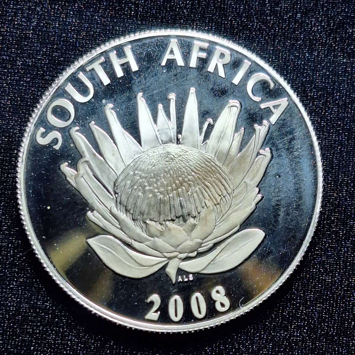 2008 Gandhi R1 Extremely Rare Frosting Varient Silver South Africa Coin