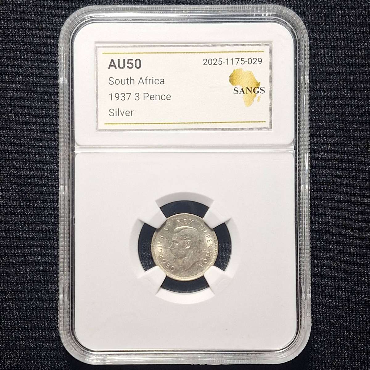1937 3 Pence AU50 SANGS Graded South Africa Coin