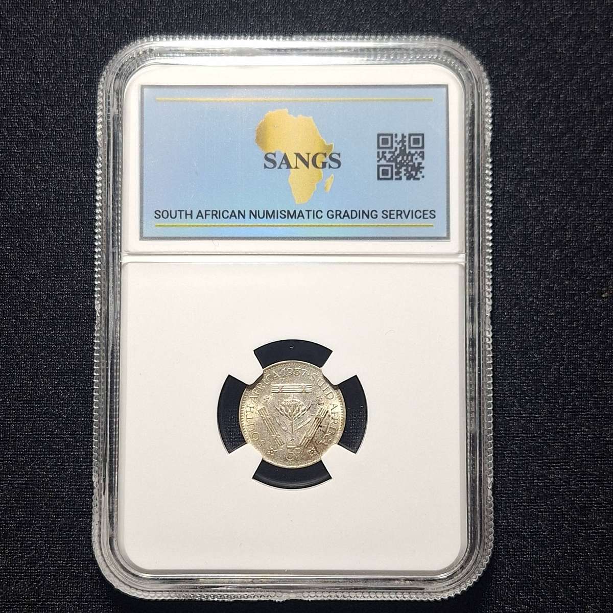 1937 3 Pence AU50 SANGS Graded South Africa Coin