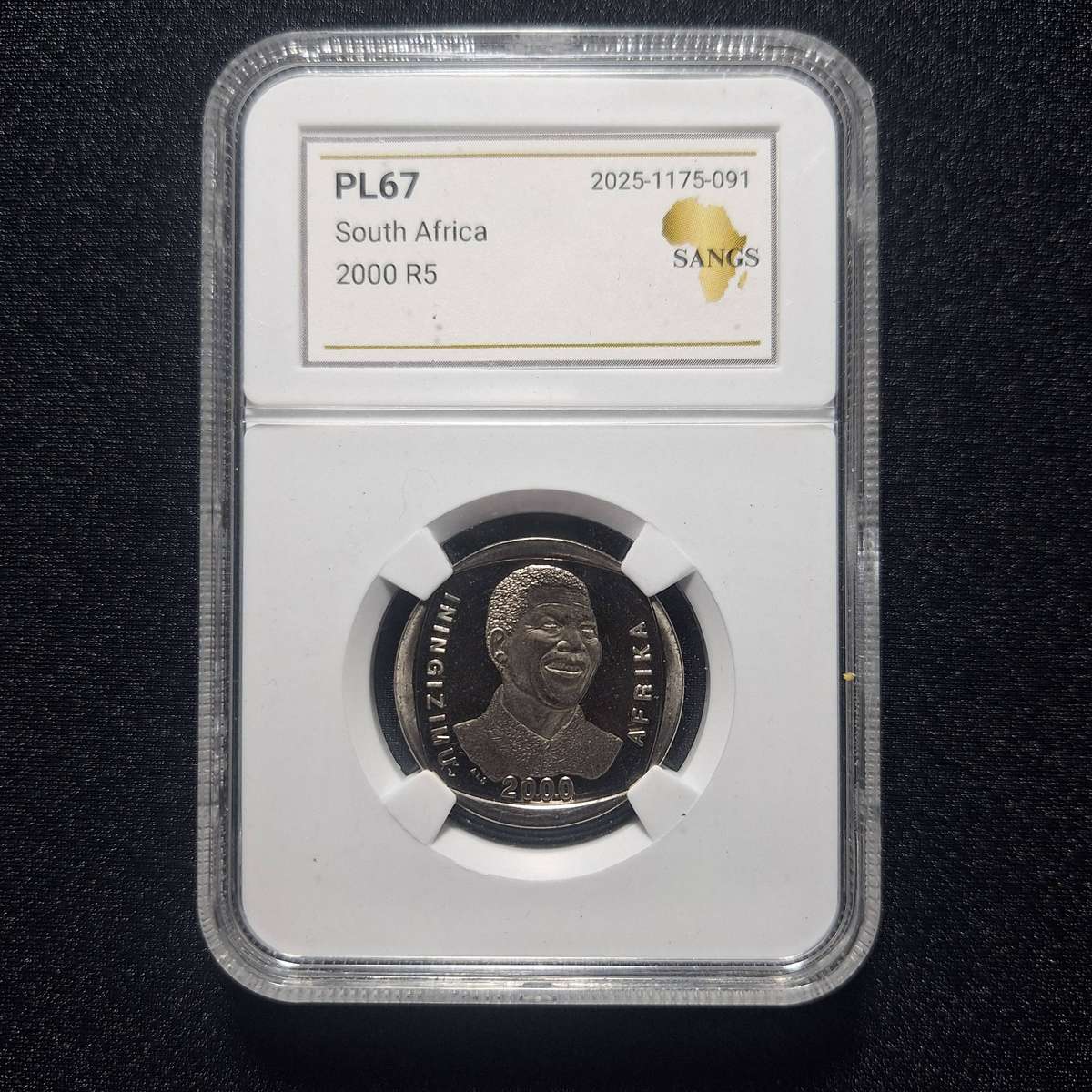 2000 R5 Rand Mandela PL67 SANGS Graded South Africa Coin