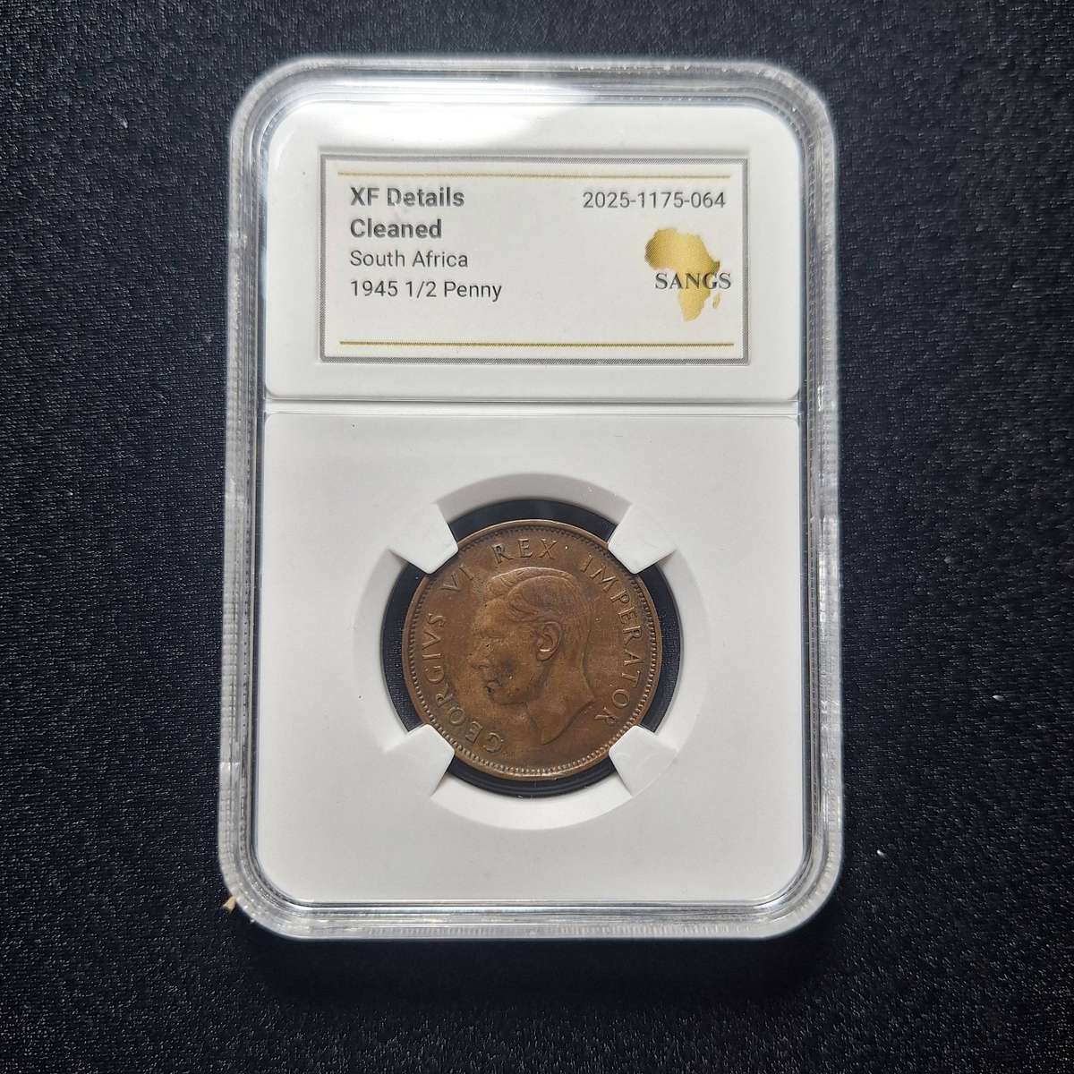1945 1/2 Penny SANGS Graded South Africa Coin