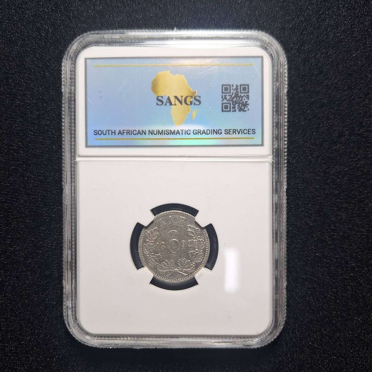 1892 Sixpence SANGS Graded Silver South Africa Coin