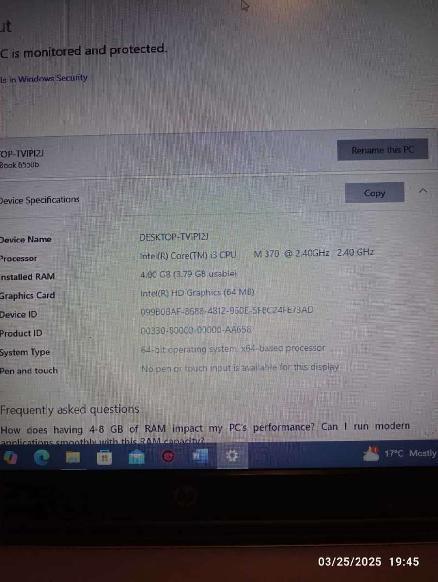 HP ProBook Laptop Core i3, 500 GB HDD