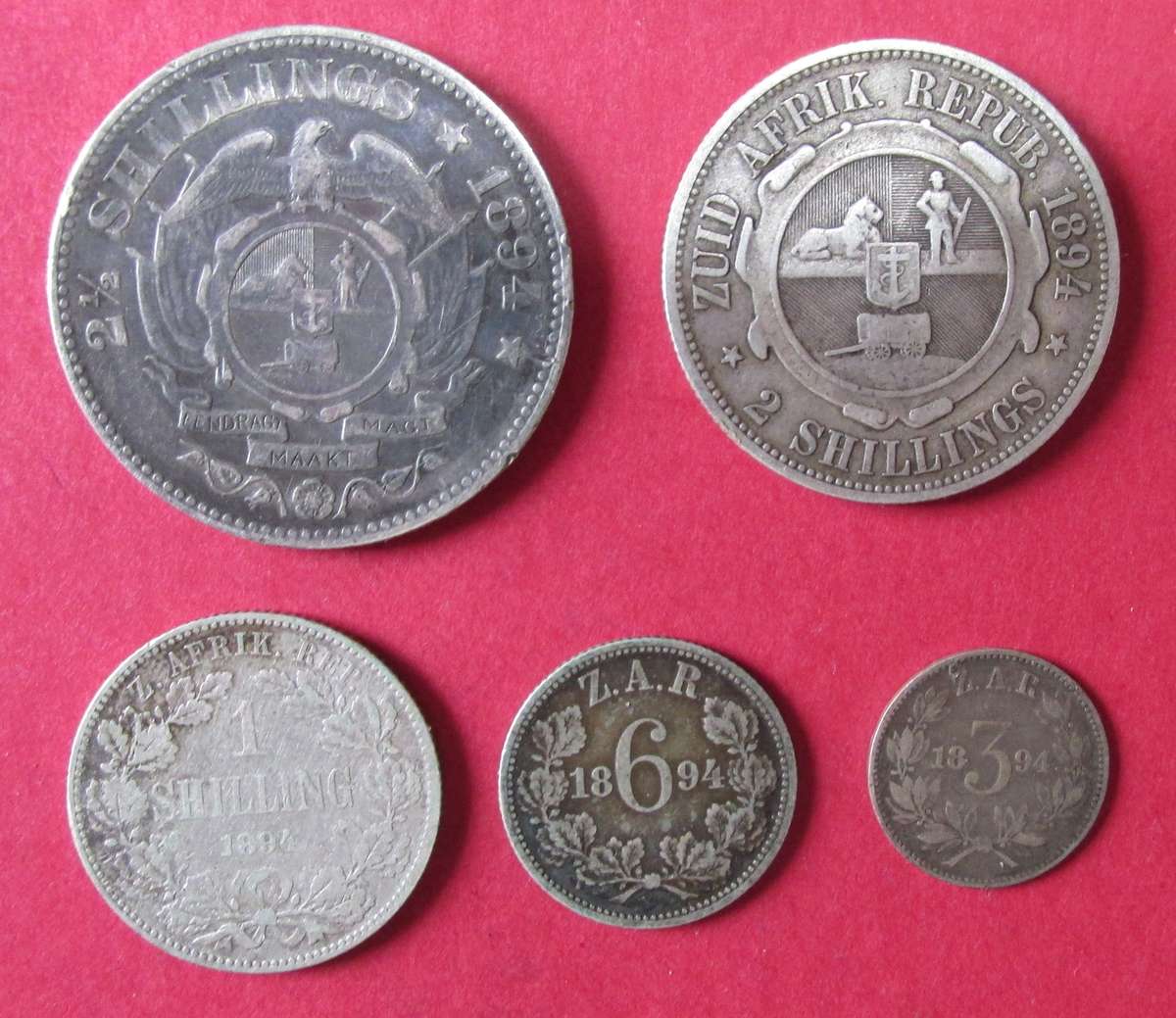 1894 COMPLETE SET OF Z.A.R SILVER COINS