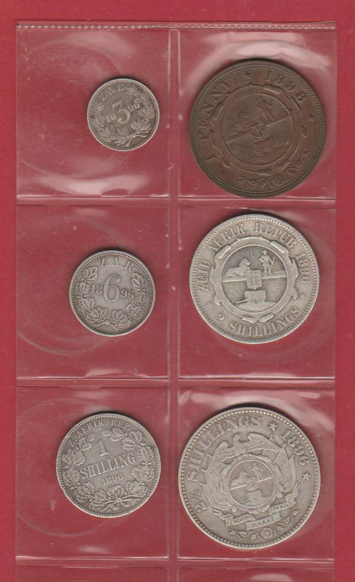 COMPLETE SET OF 1896 SILVER Z.A.R COINS + 1898 PENNY