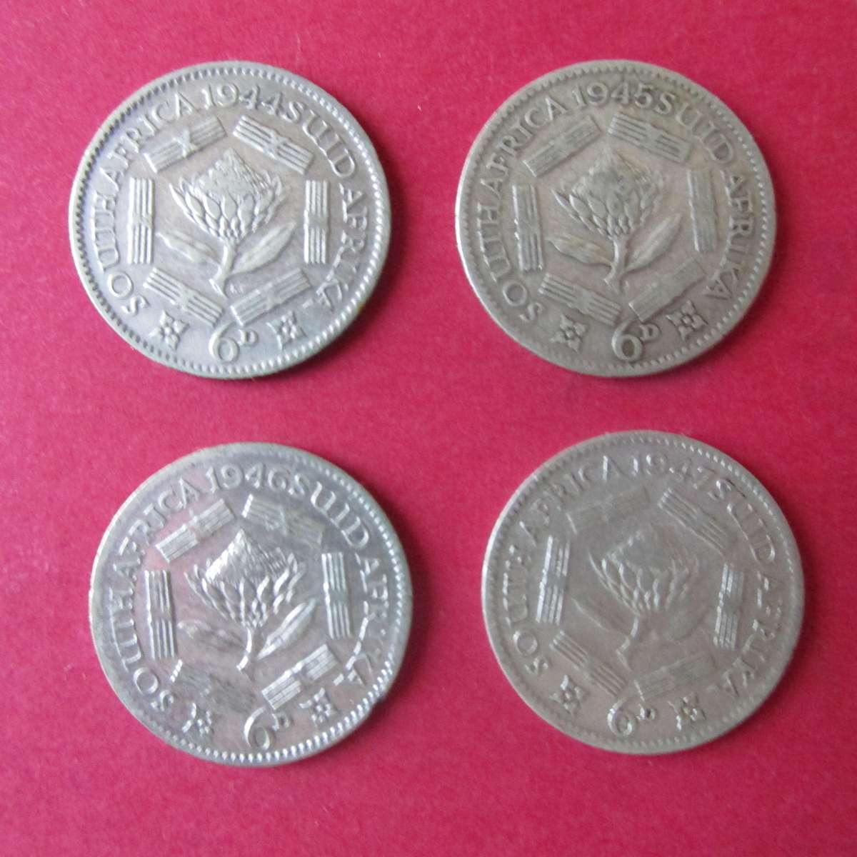 4 George VI Sixpences Low Mintage Years 1944-1947
