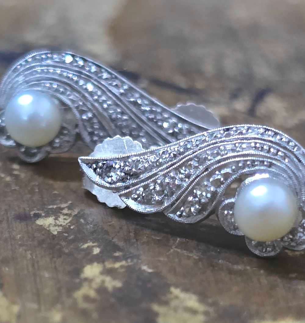 Platinum Rosecut Diamonds and Pearl Magnificient set  1934
