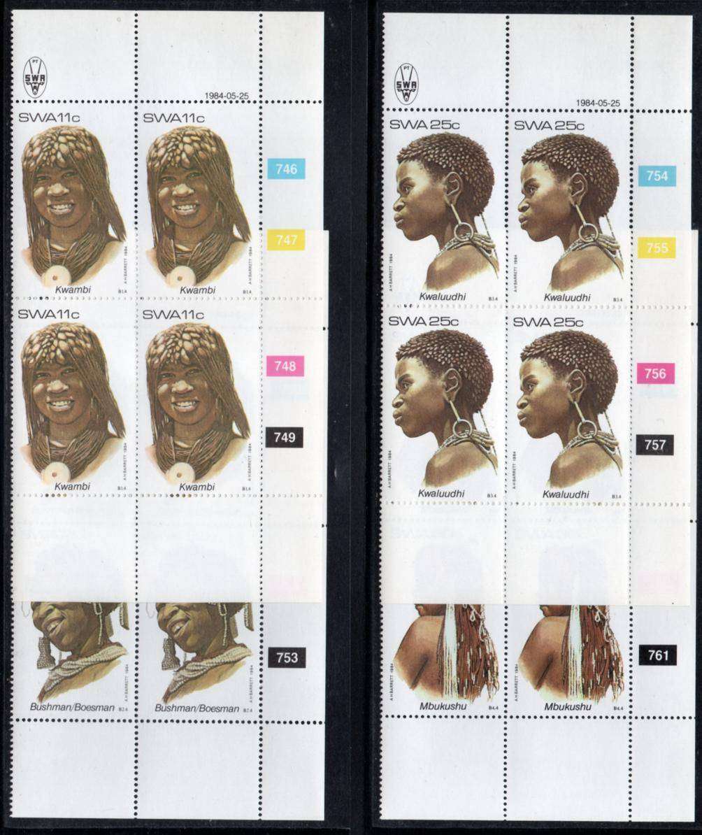 SWA - 1984 Traditional Headdresses Control Block Set MNH SACC 437-440