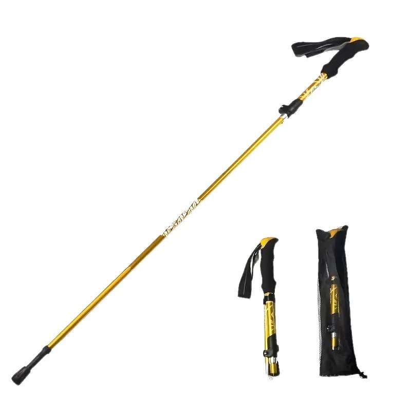 Lightweight foldable/ ultra compact hiking/trekking pole (gold)