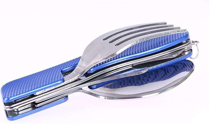 4 in 1 stainless steel outdoor/survival cutlery set