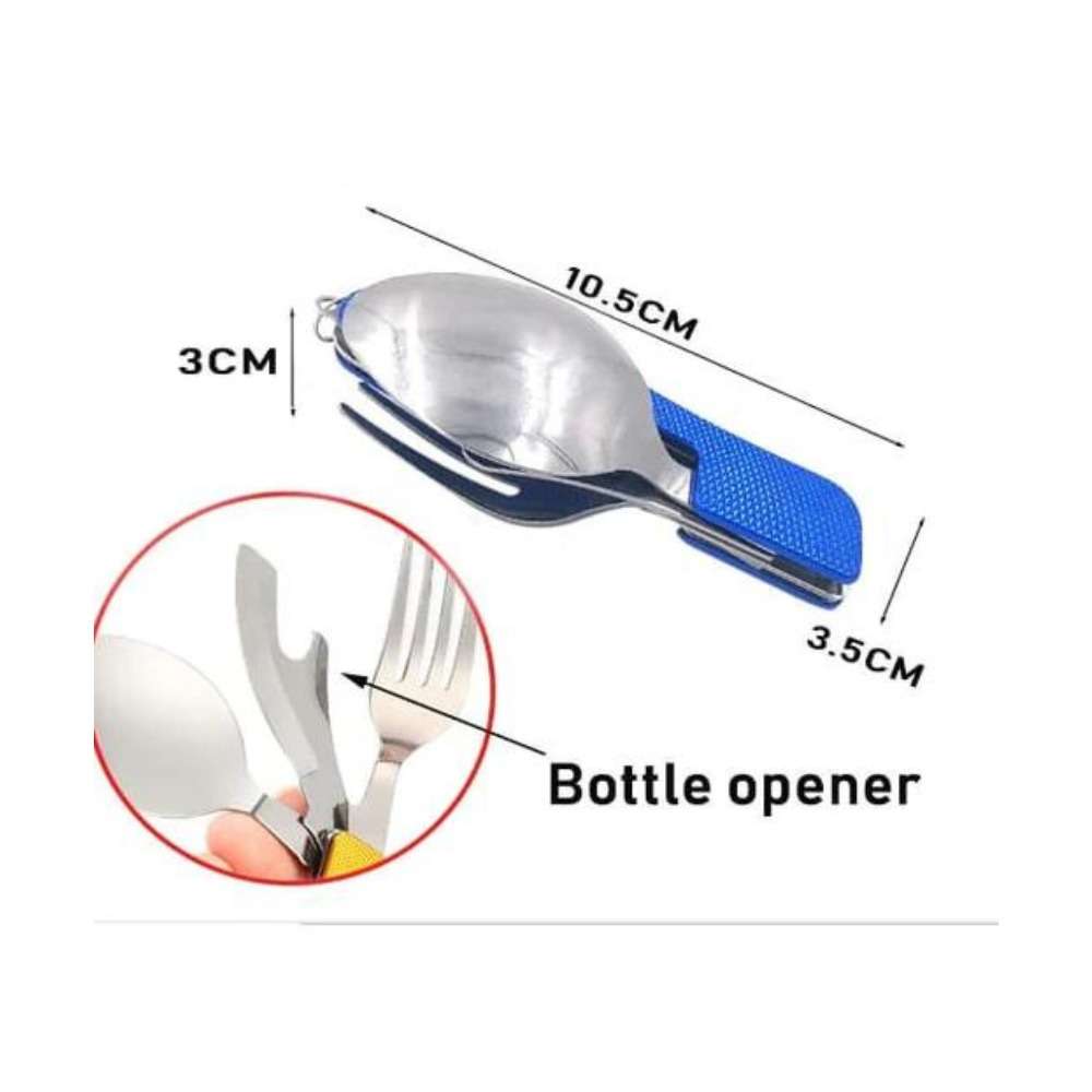 4 in 1 stainless steel outdoor/survival cutlery set