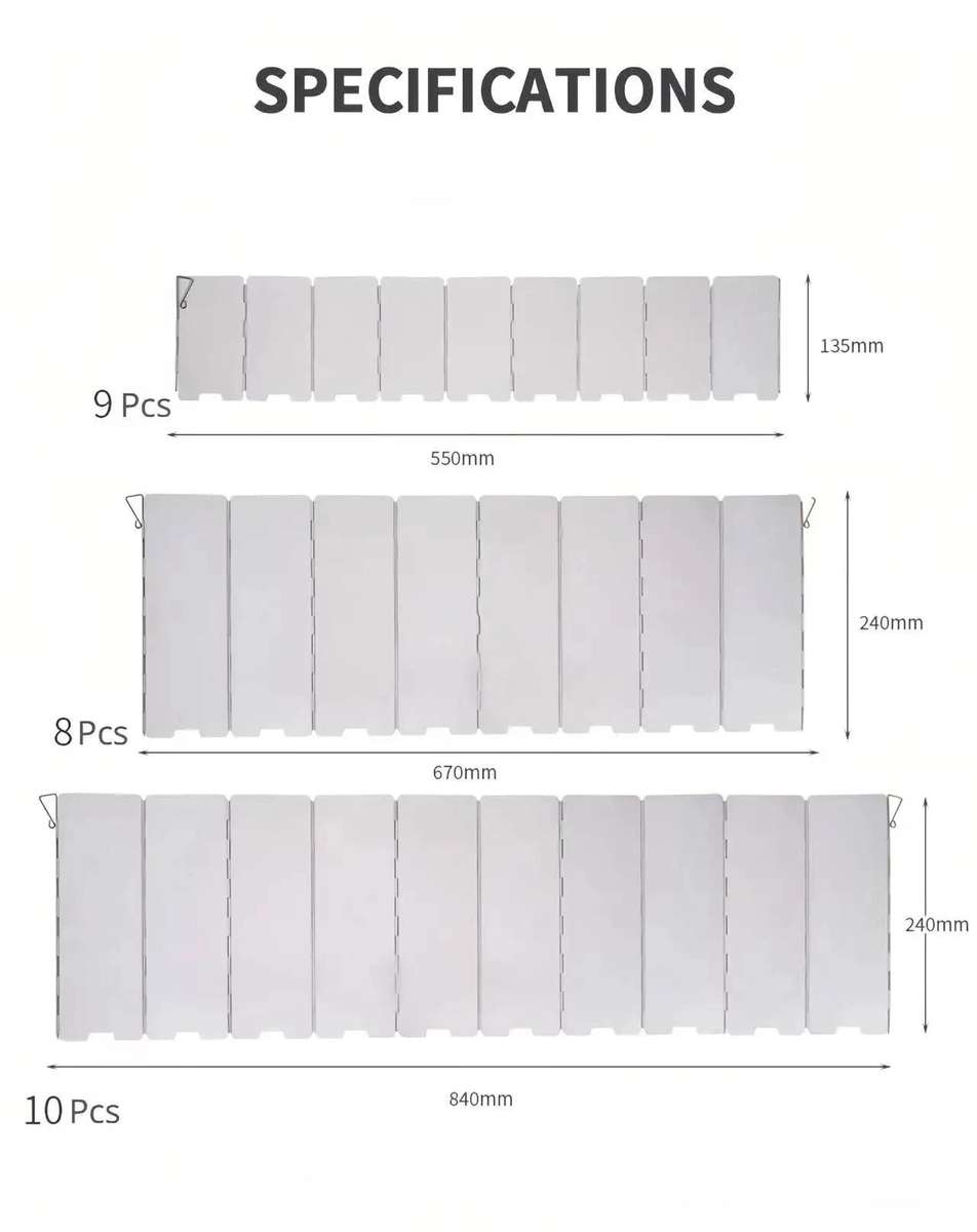 Camping Cooking Aluminium Wind Shield (10 plates)