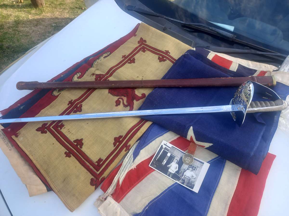 war badge and flags and ect