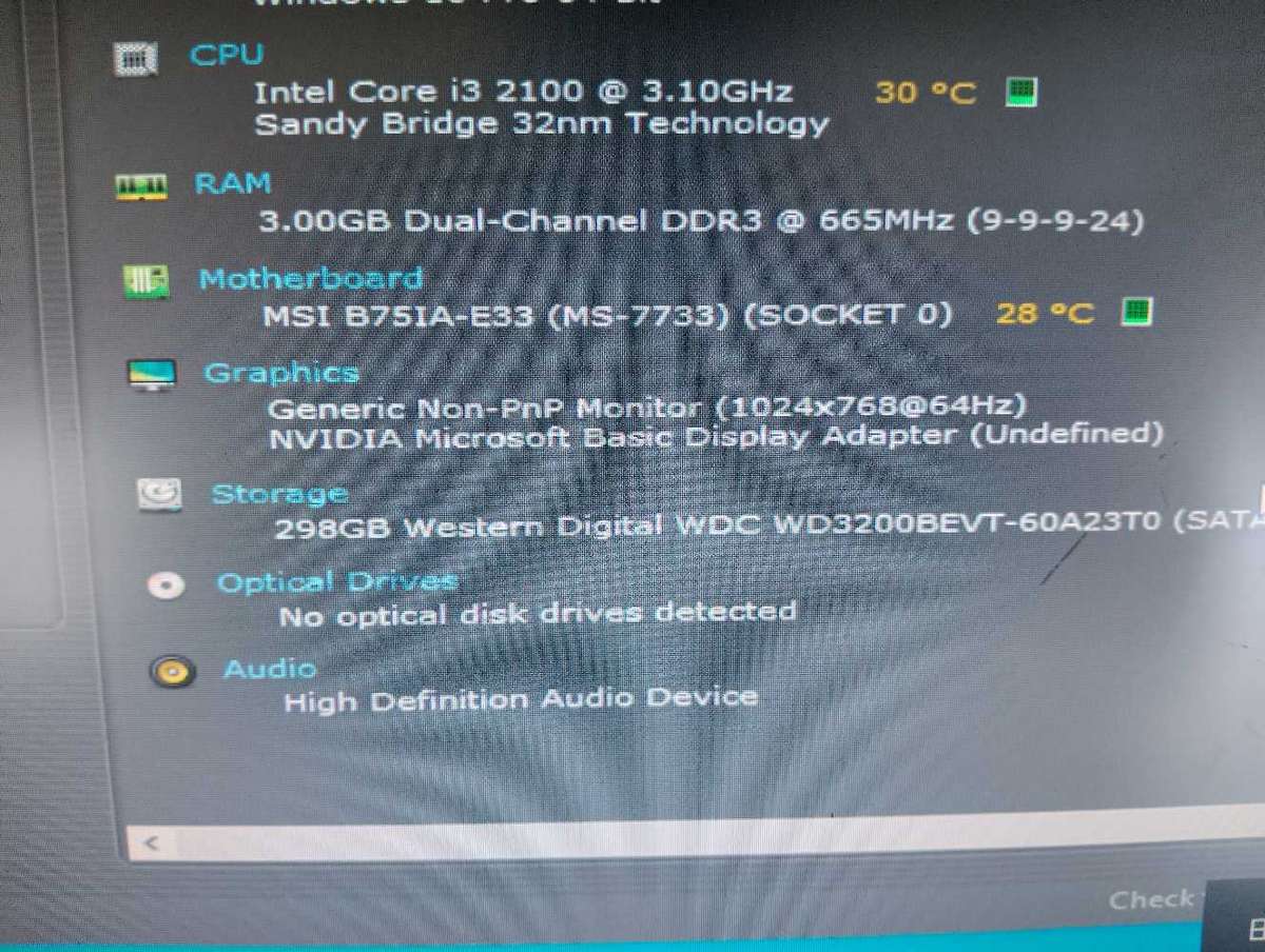 MSI B75 ITX Motherboard Combo**Intel Core i3**3GB Ram**