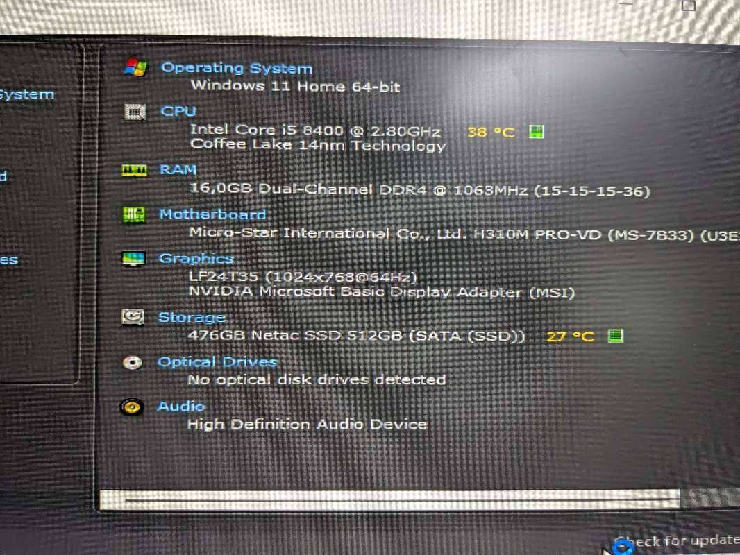 8th Gen i5 Combo**MSI H310M Pro Motherboard
