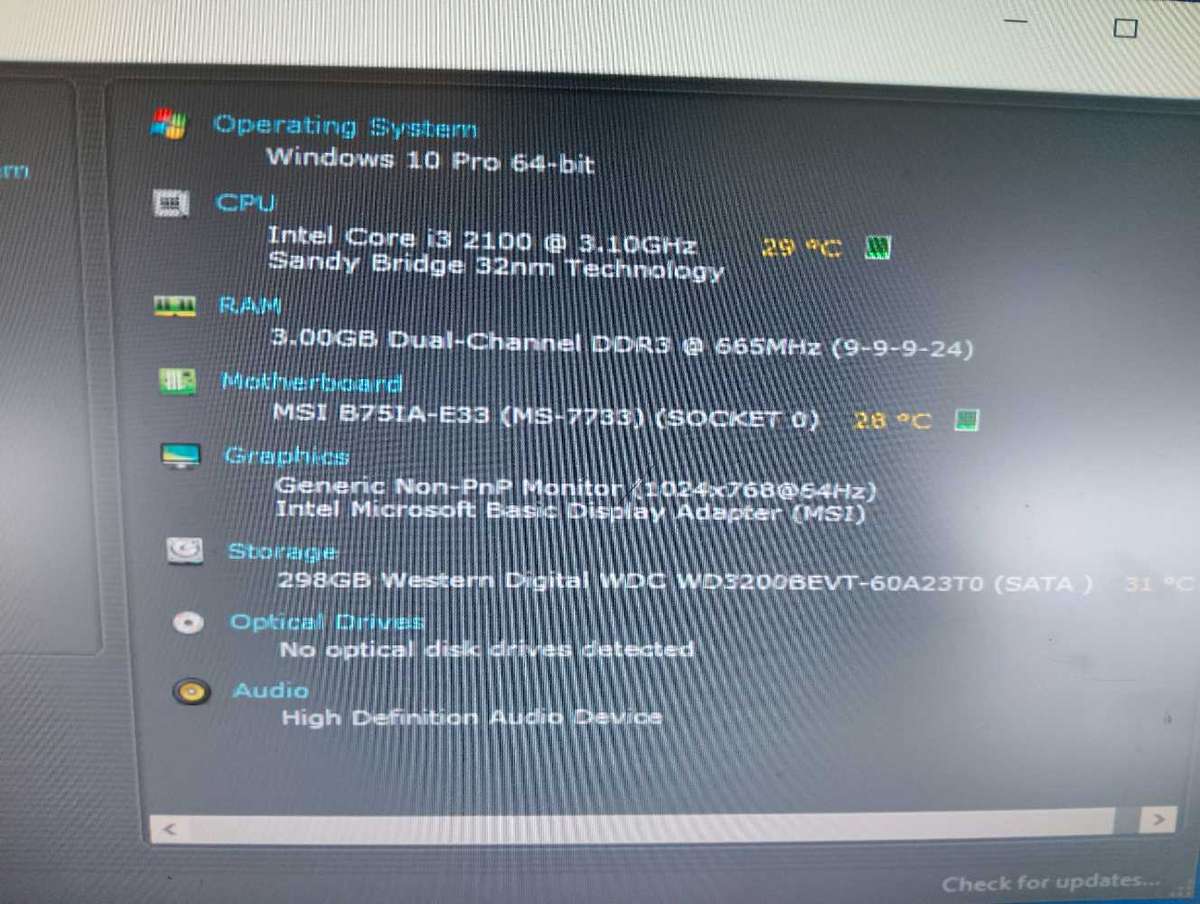 MSI B75 ITX Motherboard Combo**Intel Core i3**3GB Ram**