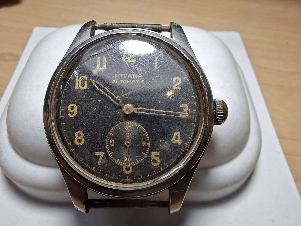 Vintage 1940s Eterna Automatic "Bumper" Military-Style Watch