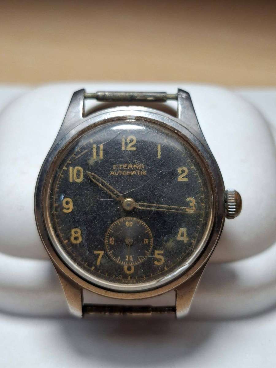Vintage 1940s Eterna Automatic "Bumper" Military-Style Watch