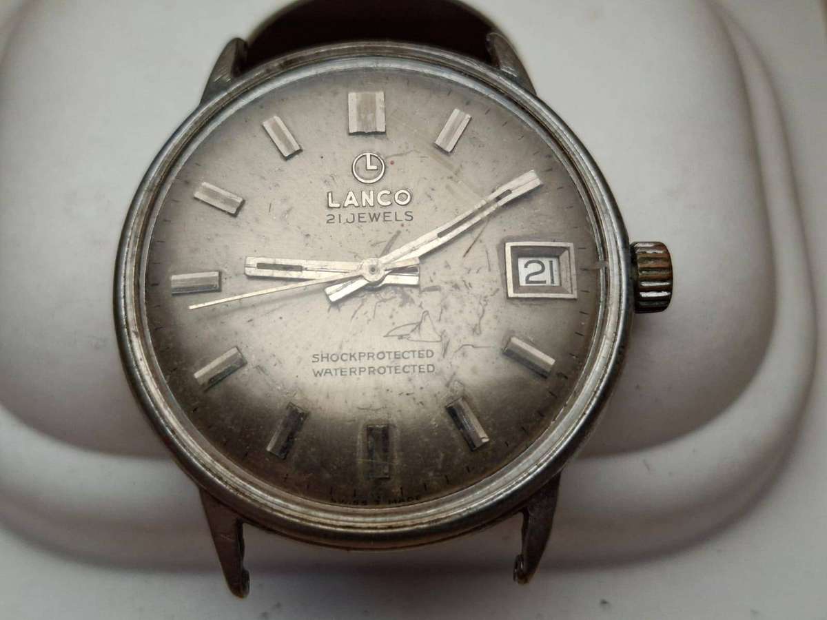 Vintage 1960s Lanco 21-Jewel Manual-Wind Date Watch