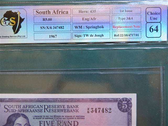 TW De Jongh SANGS CH UNC64 R5 Replacement Note #X6