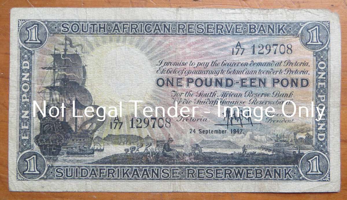 1947 MH De Kock 1 Pound Note A177 #129708