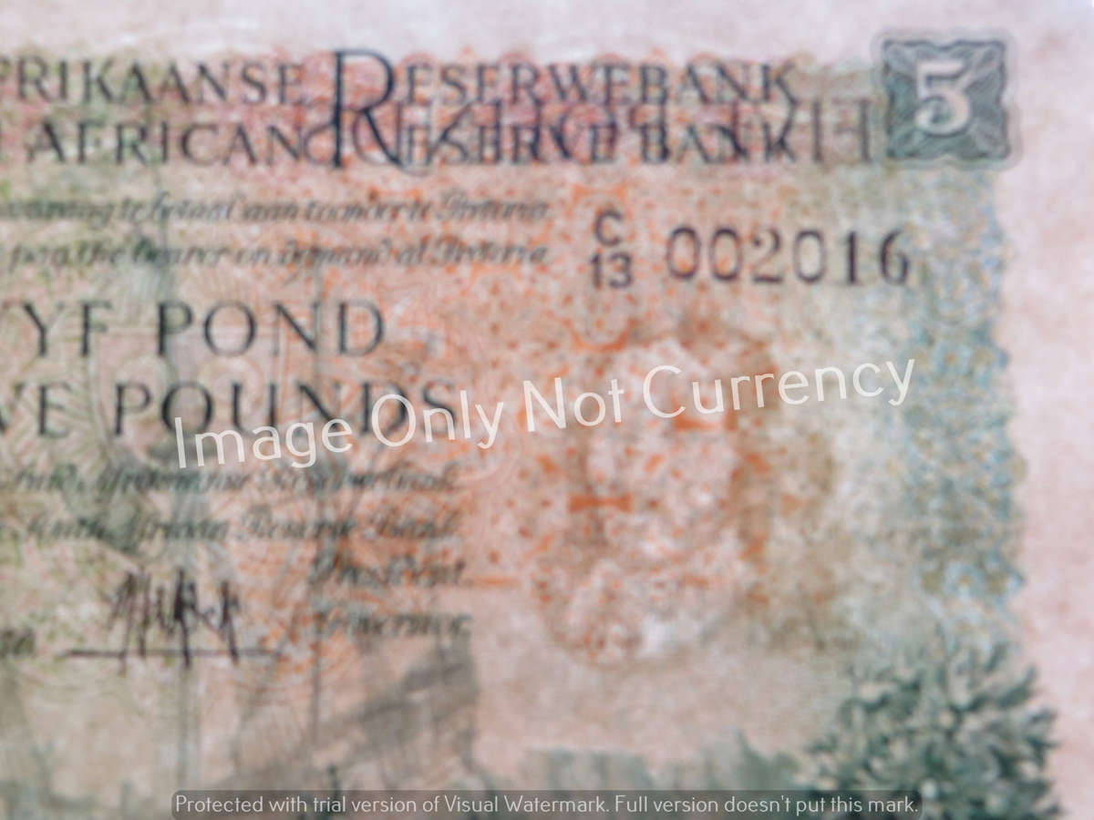 1950 MH De Kock 5 Pounds Note #C13 002016
