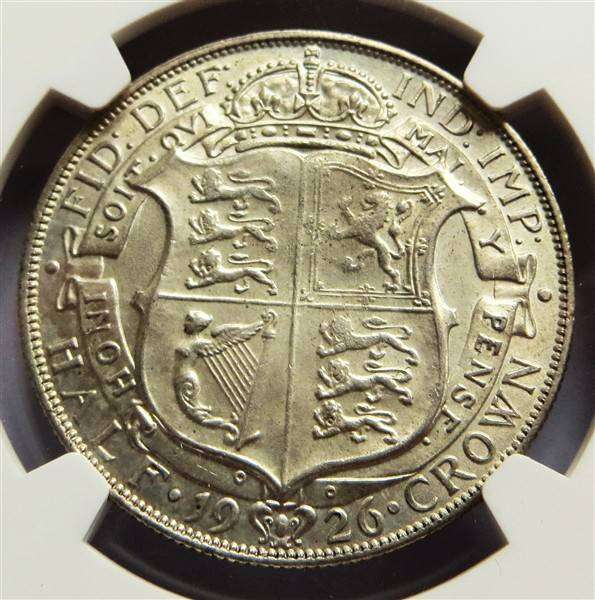 1926 GB Silver Half Crown NGC AU58 - Modified Bust