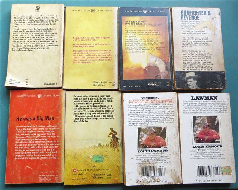 8 x Louis L"Amour Paperbacks - All for 1 Bid