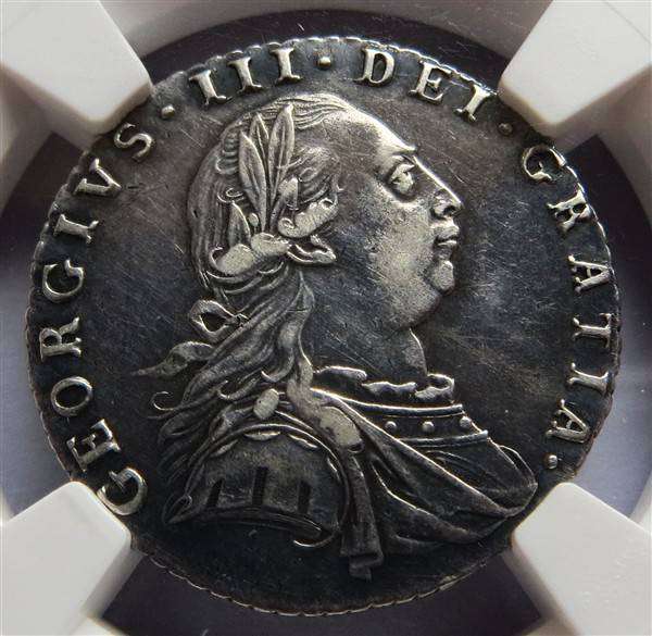 1787 GB Silver 6d NGC AU Details - Scarce
