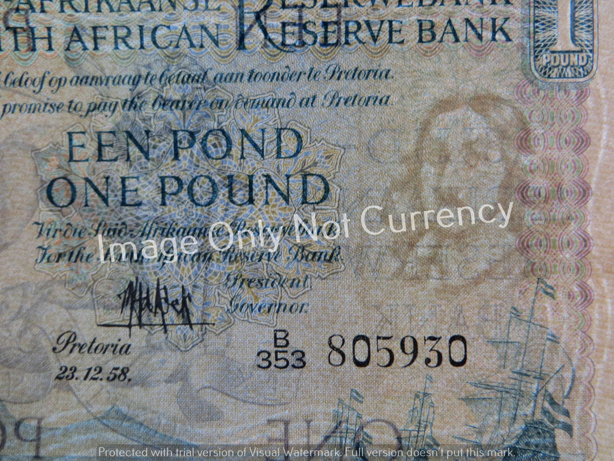 1958 MH De Kock 1 Pound Note - B353 805930