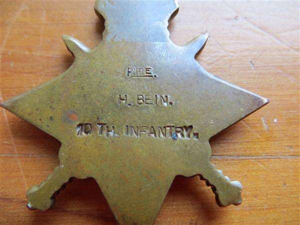 1914-15 Star PTE. H.Biem . 10th Infantry