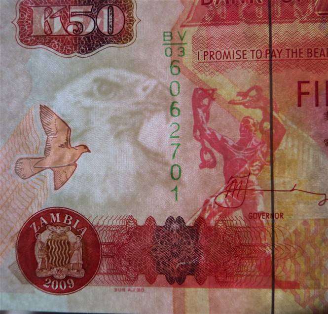 4 x Bank of Zambia 50 Kwacha Notes in Sequence - Condition