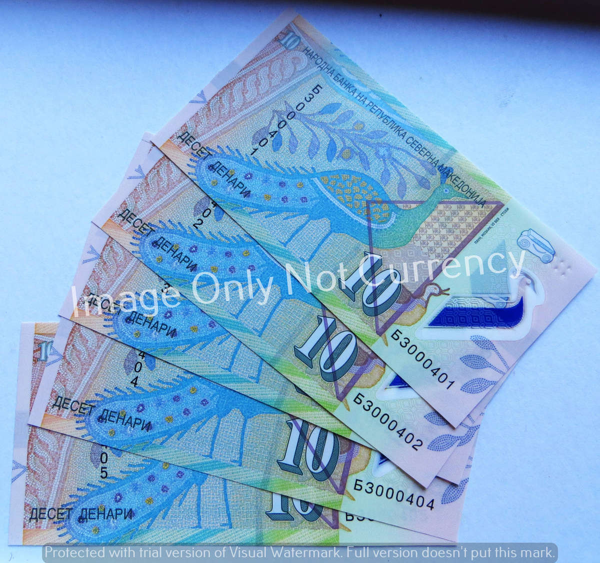 5 x 2020 North Macedonia 10 Denari Banknotes in Sequence - 1 Bid for All