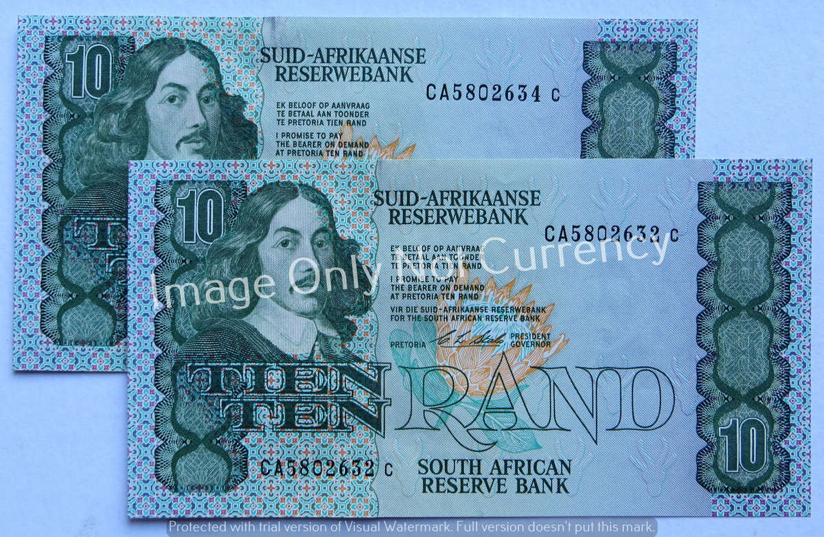 2 x Stals R10 notes - Even Numbers in Sequence CA5802632 / 4 - 1 Bid for Both
