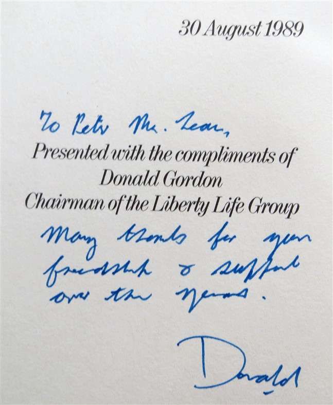 Larger Than Life - Donald Gordon - Signed Copy with presentation Dustcover