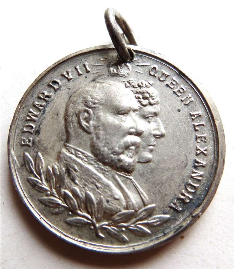 1902 Silver King Edward  VII Queen Alexandra Coronation Medallion - great condition