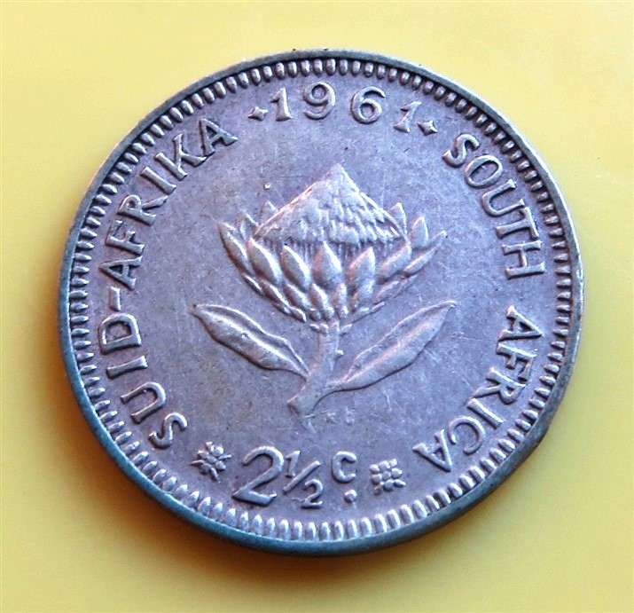 1961 RSA Silver Tiekie 2 1/2c Coin