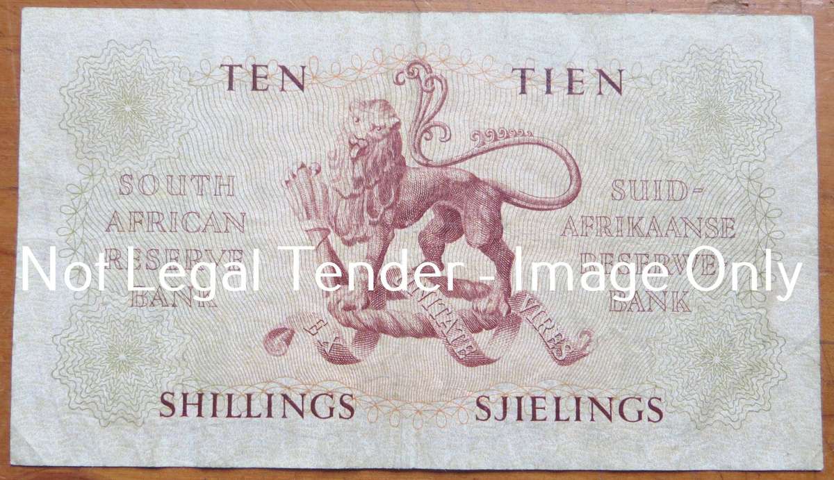 1958 MH De Kock 10 Shillings Note A153 #005956