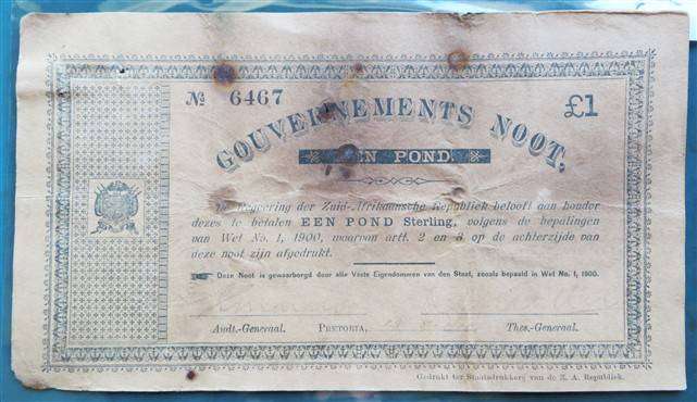 1900 ZAR 1 Pound Gouvernements Noot (Pretoria Issue)