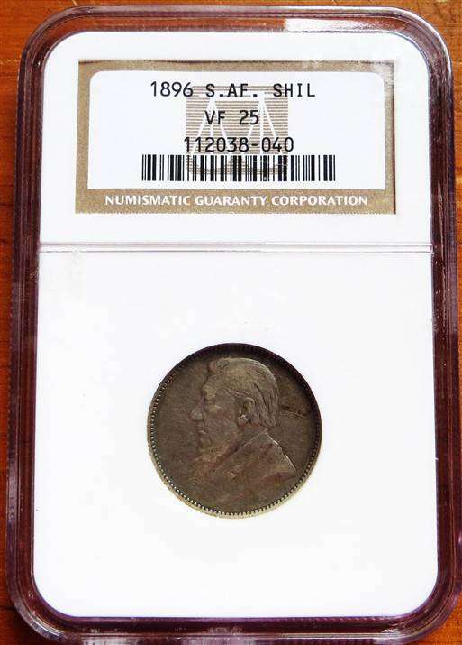 1896 ZAR 1/ Shilling Silver VF25 NGC - Old slab
