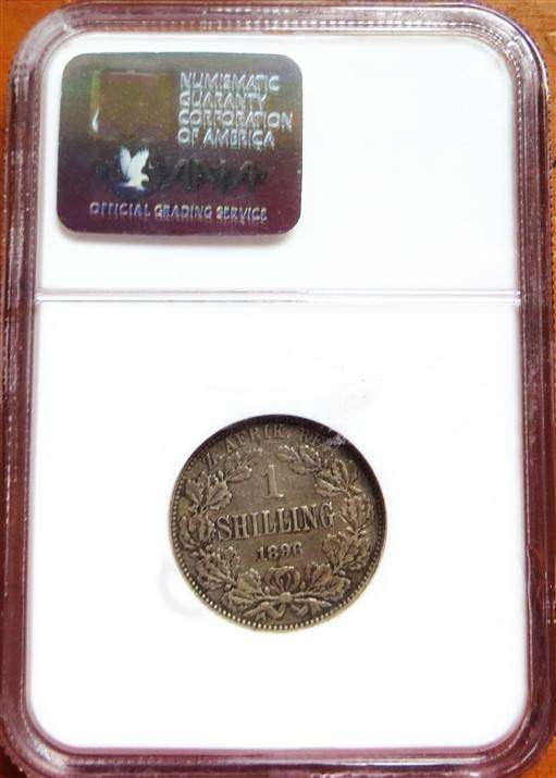 1896 ZAR 1/ Shilling Silver VF25 NGC - Old slab