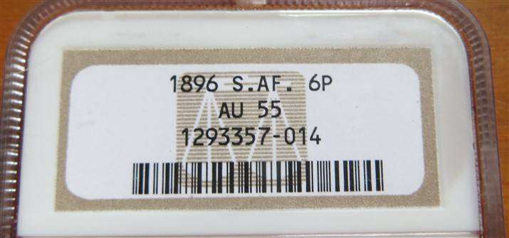 1896 ZAR 6d Sixpence Silver AU55 NGC - Old slab